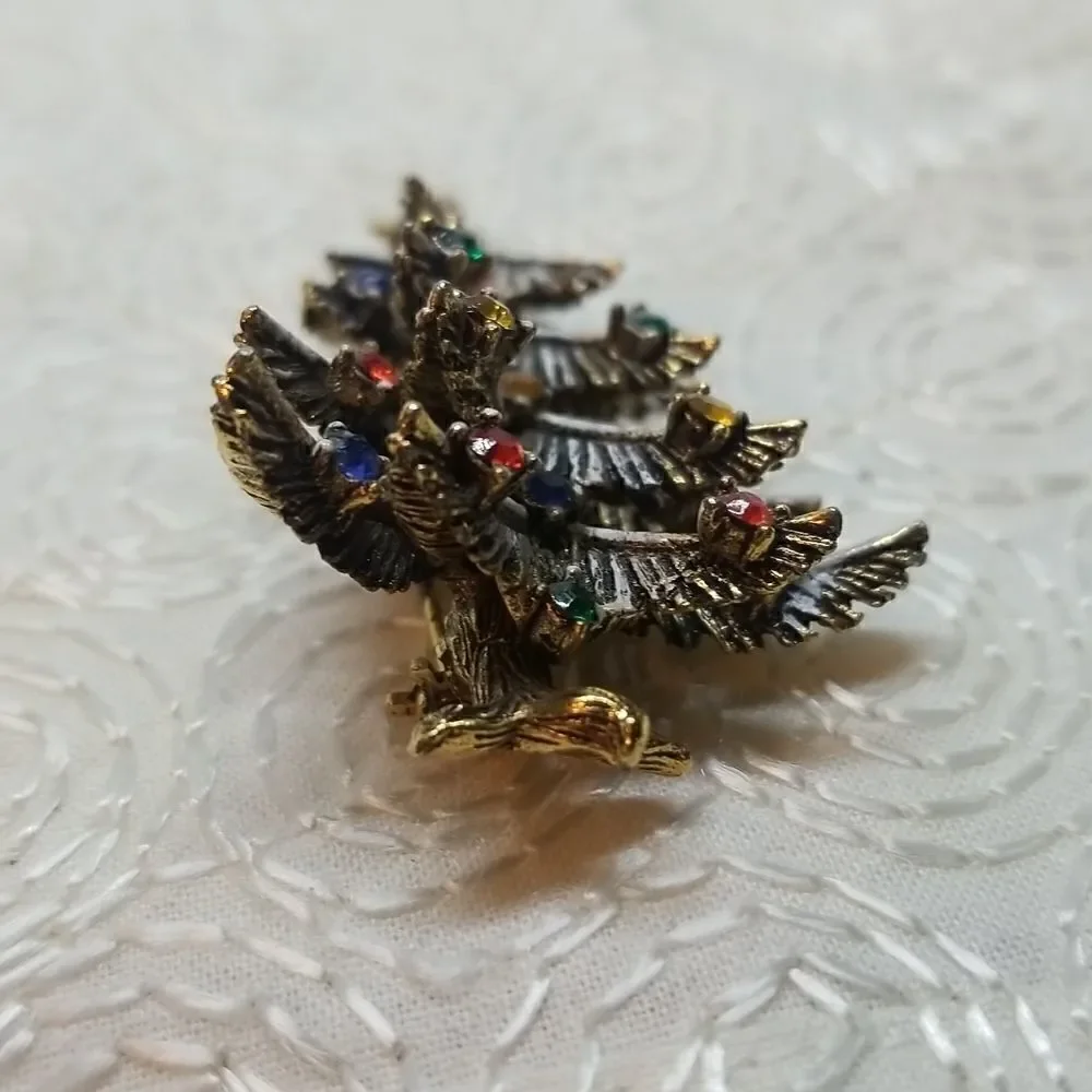 ART Brooch Pin Frosted Christmas Tree Rhinestones Vintage Brooch Pin